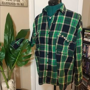 Zara Trafaluc bling plaid button up